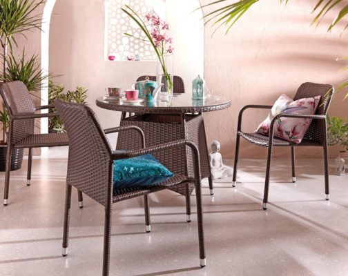 brown rattan wicker table chairs