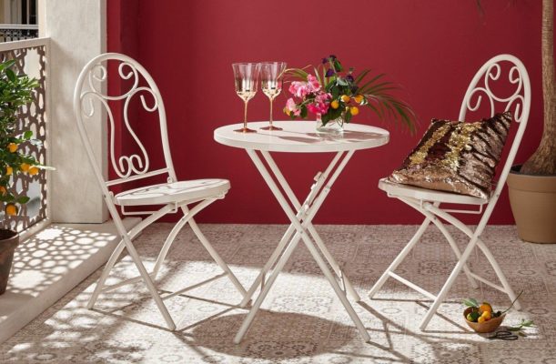 white garden table chair set