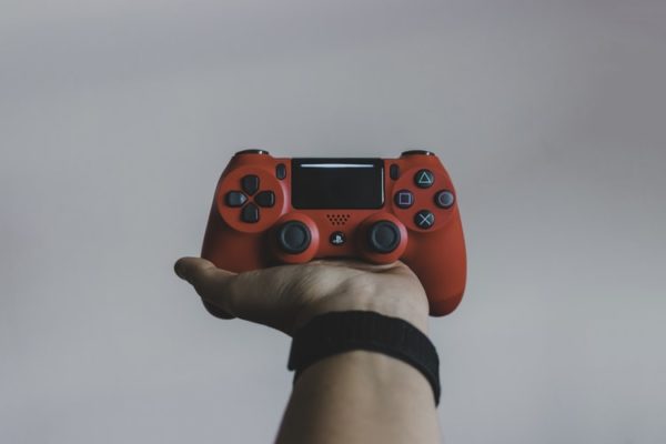 Red gaming console controller